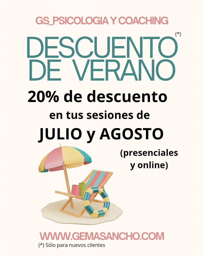 Descuento verano nuevos clientes Gabinete de psicología de Gema Sancho en San Sebastián de los Reyes