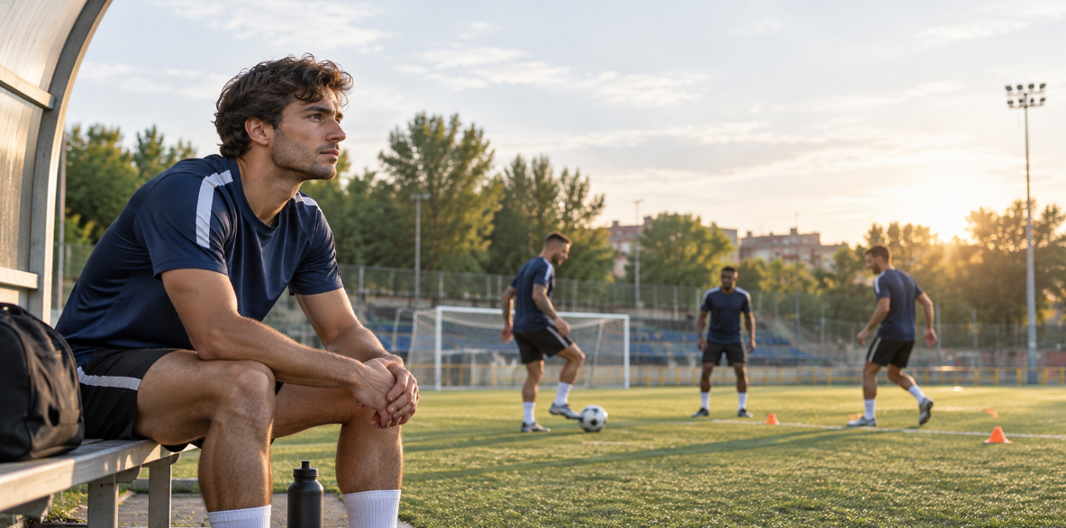 Jugador de fútbol pensando